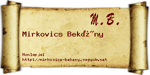 Mirkovics Bekény névjegykártya
